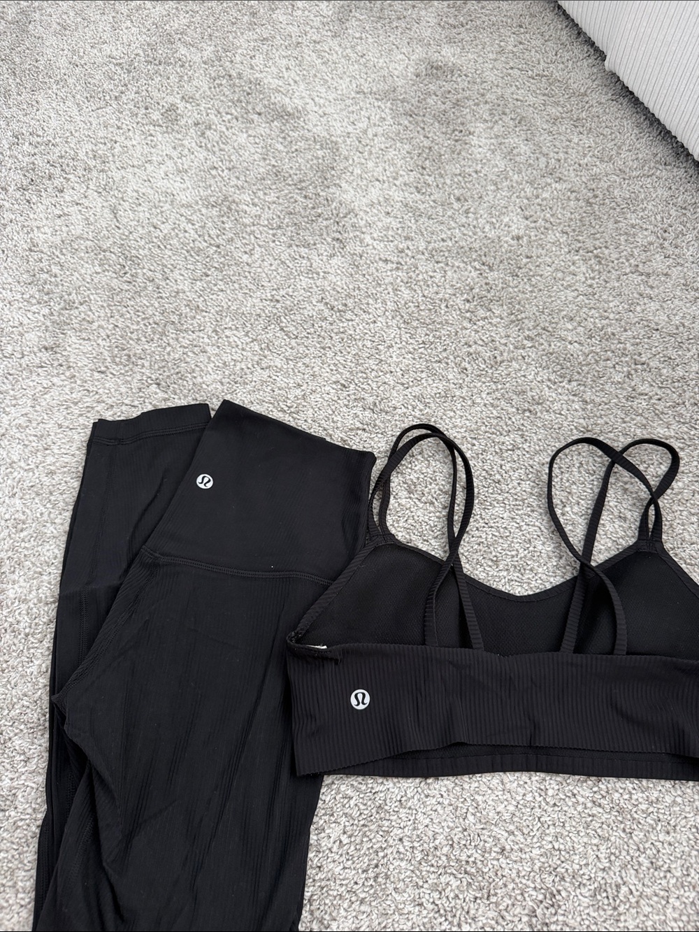 lululemon athletica Black Ribbed Strappy Sports Bra